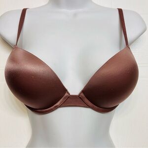 Victoria's Secret Bombshell Plunge Super Push-up Bra Size 32C Sparkle‎ Band Tan